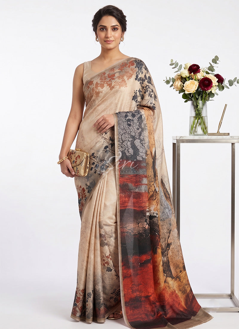 Siri Sarees Premium Digital Print Jacquard Crepe Silk Saree
