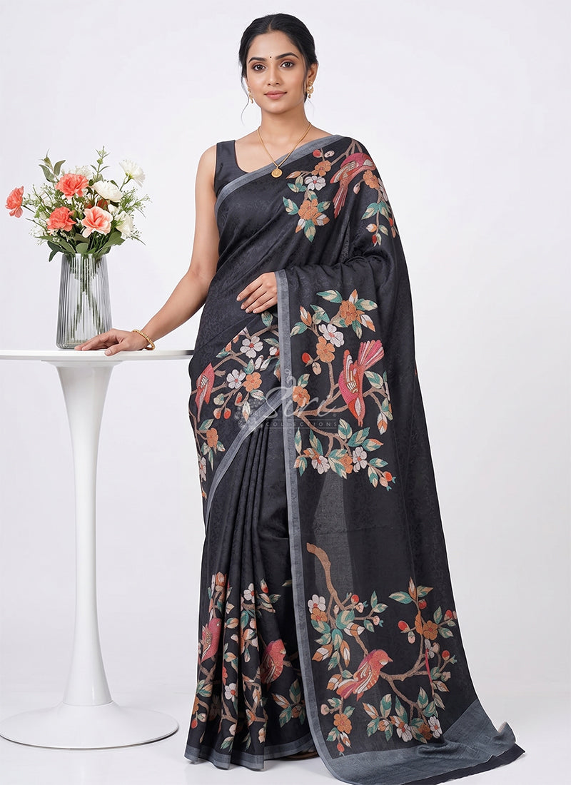 Siri Sarees Premium Digital Print Jacquard Crepe Silk Saree