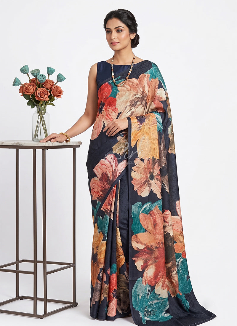 Siri Sarees Premium Digital Print Jacquard Crepe Silk Saree