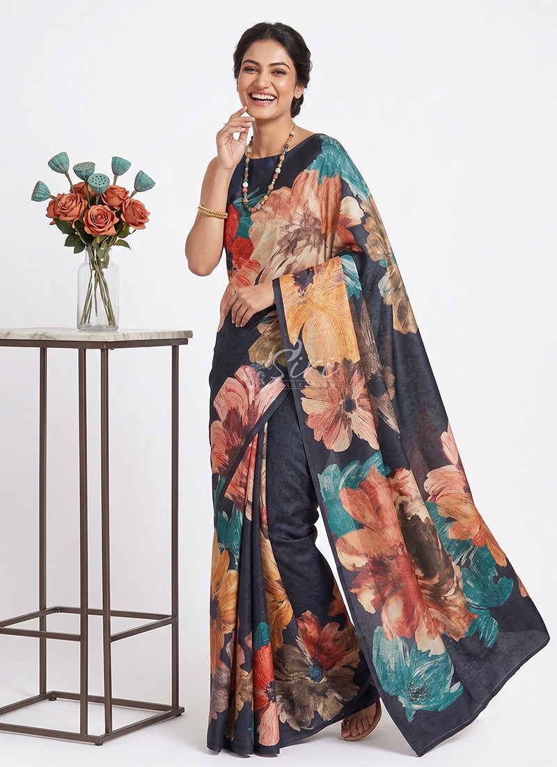Siri Sarees Premium Digital Print Jacquard Crepe Silk Saree