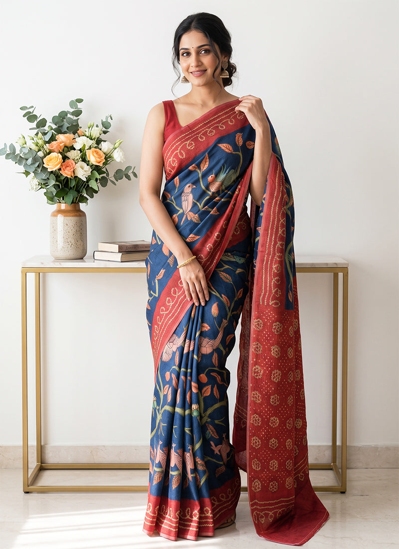 Siri Sarees Premium Digital Print Jacquard Crepe Silk Saree