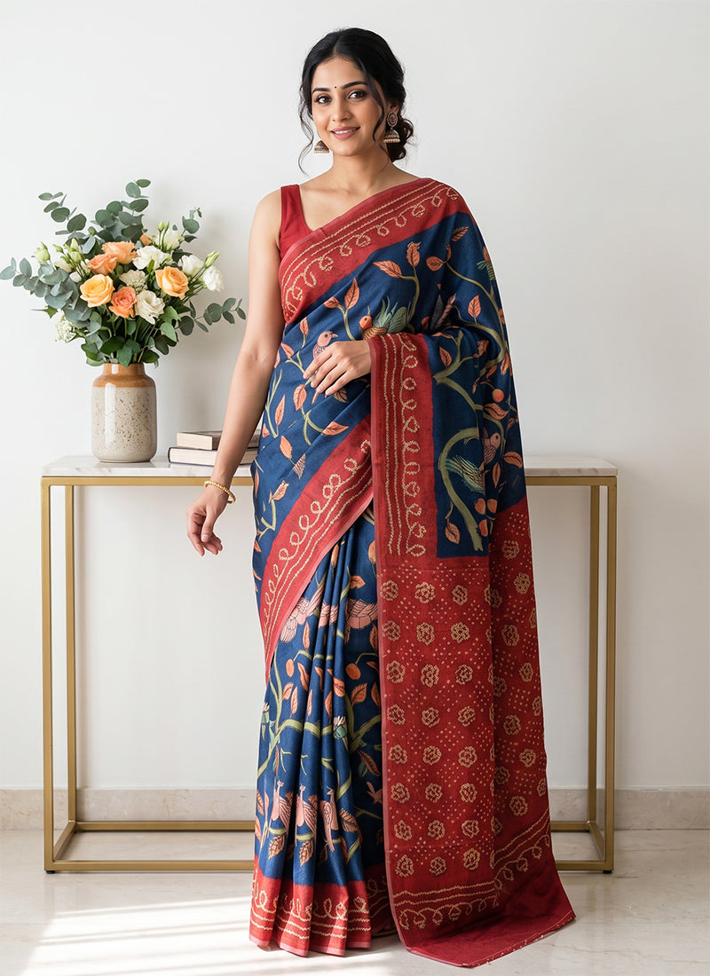 Siri Sarees Premium Digital Print Jacquard Crepe Silk Saree