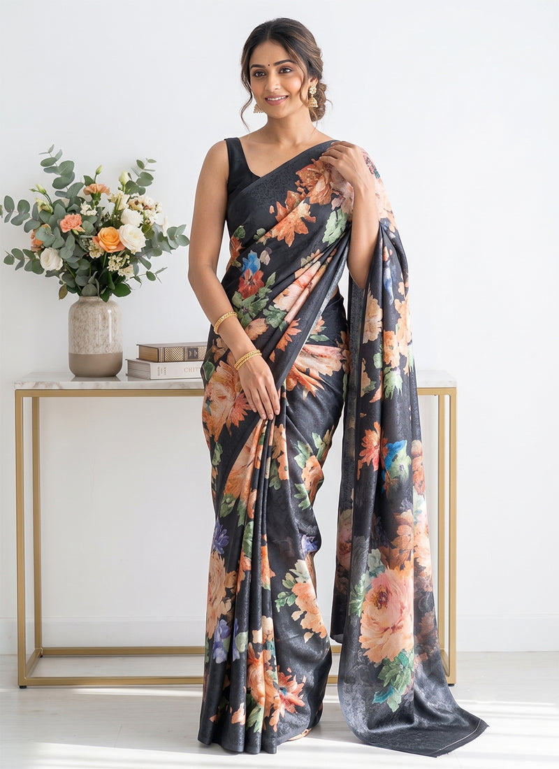 Siri Sarees Premium Digital Print Jacquard Crepe Silk Saree