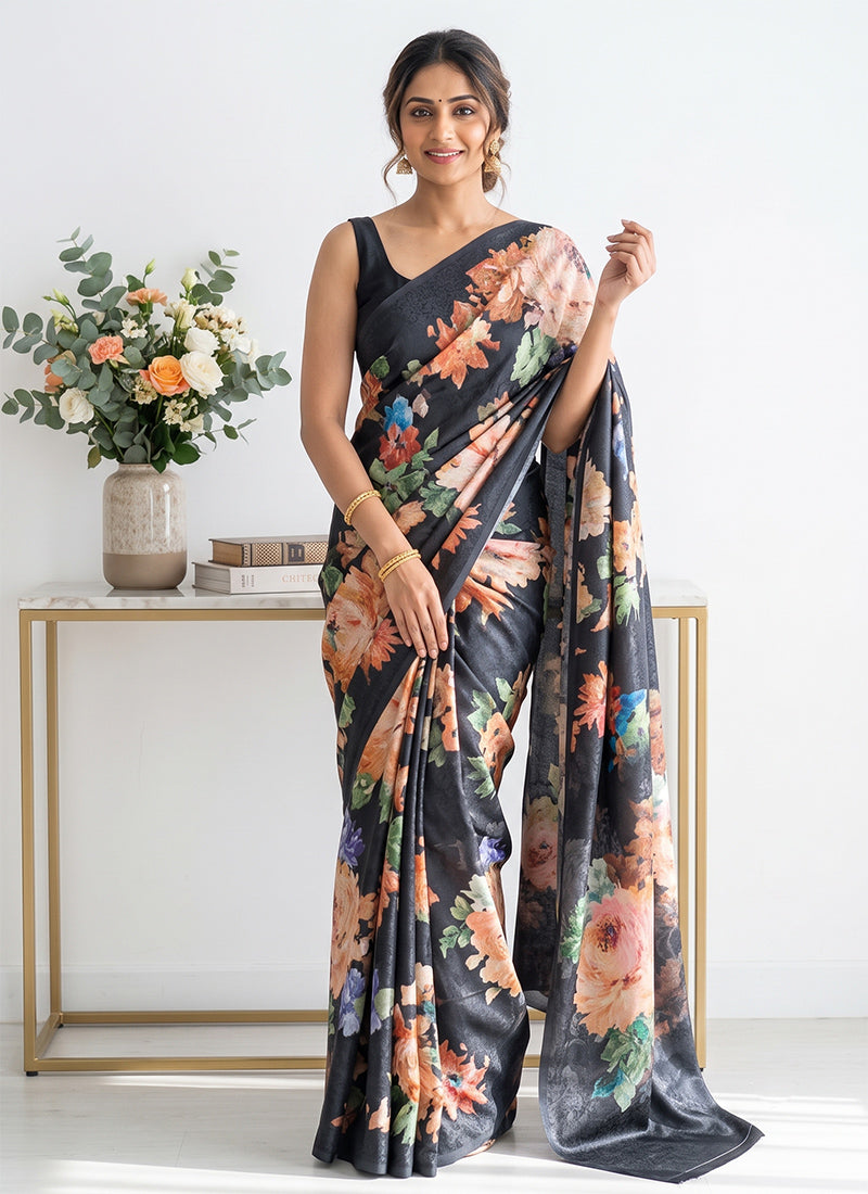 Siri Sarees Premium Digital Print Jacquard Crepe Silk Saree