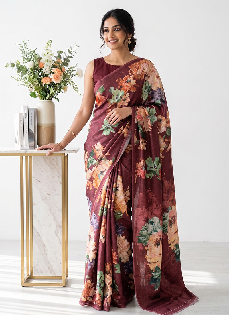 Siri Sarees Premium Digital Print Jacquard Crepe Silk Saree