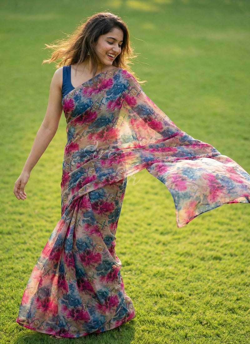 Siri Sarees Beautiful Printed Chiffon Saree