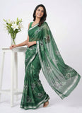 Beautiful Printed Chiffon Saree with Silver Border