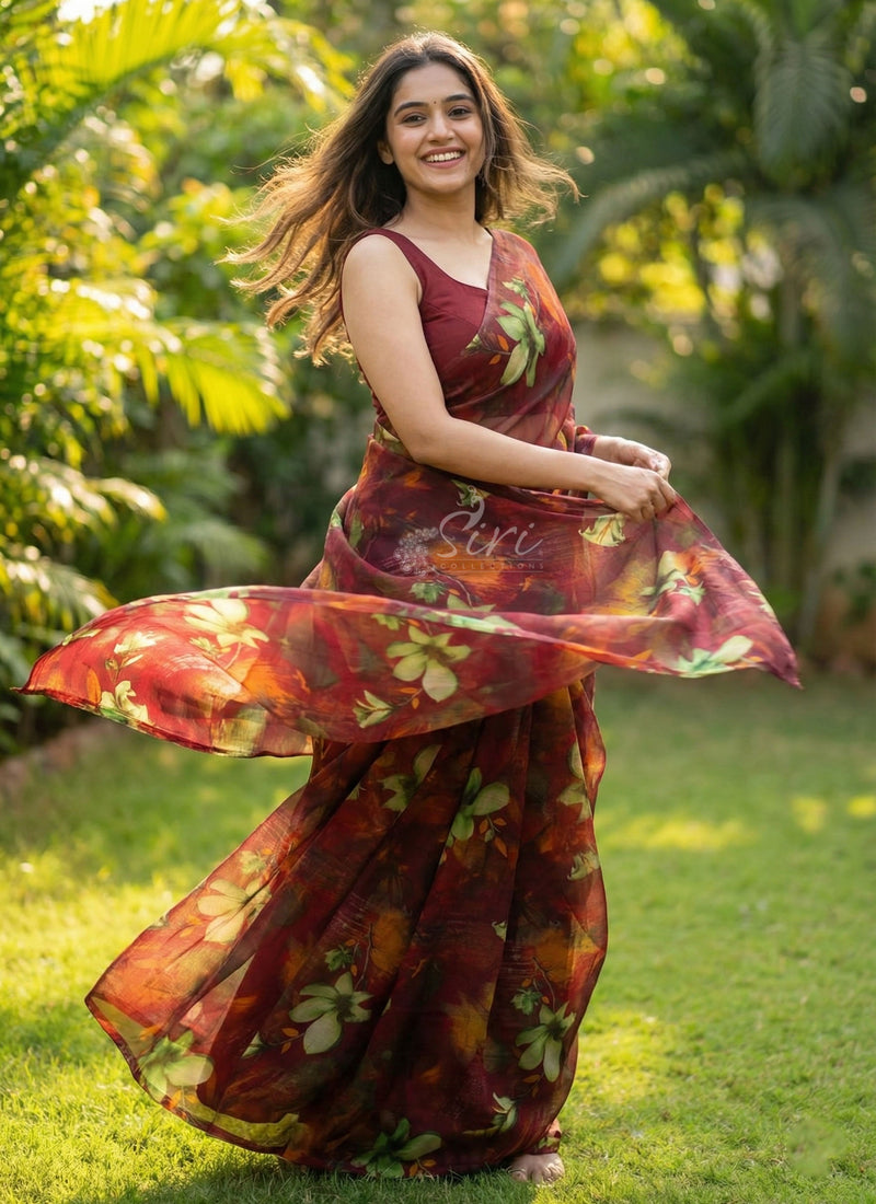 Siri Sarees Beautiful Printed Chiffon Saree