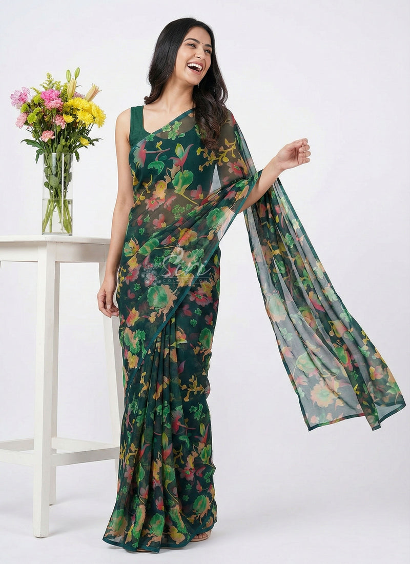 Latest Beautiful Printed Nara Chiffon Saree
