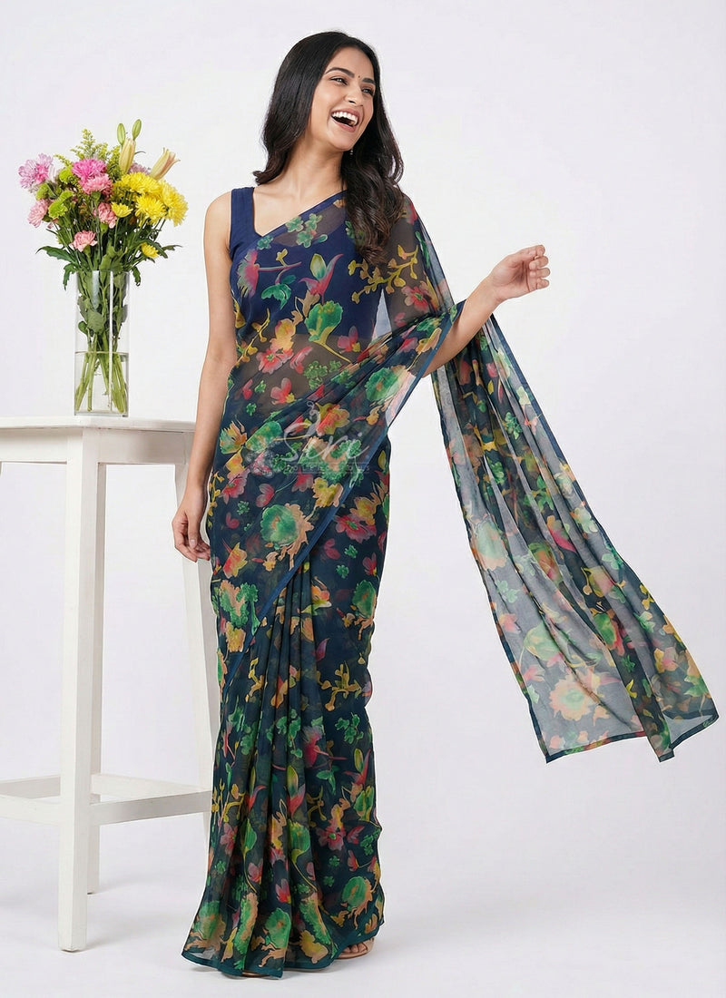 Latest Beautiful Printed Nara Chiffon Saree