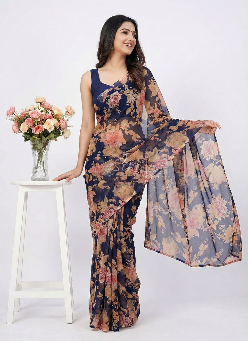 Latest Beautiful Printed Nara Chiffon Saree