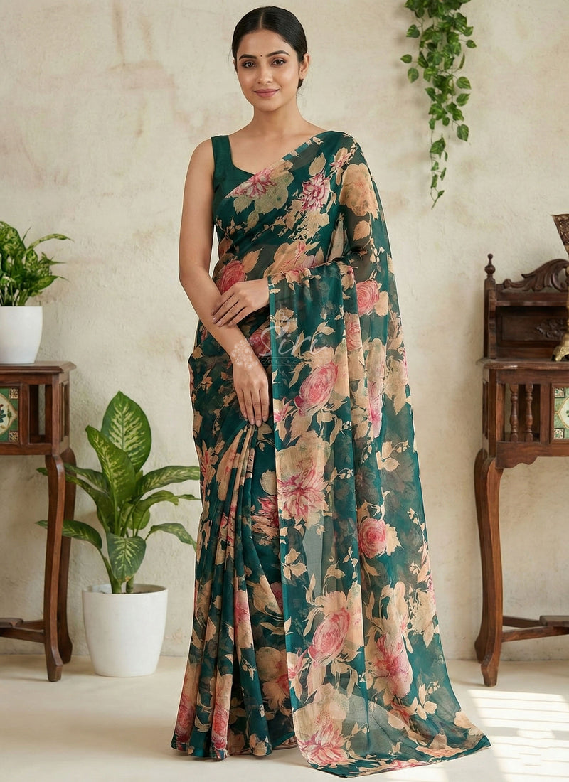 Latest Beautiful Printed Nara Chiffon Saree