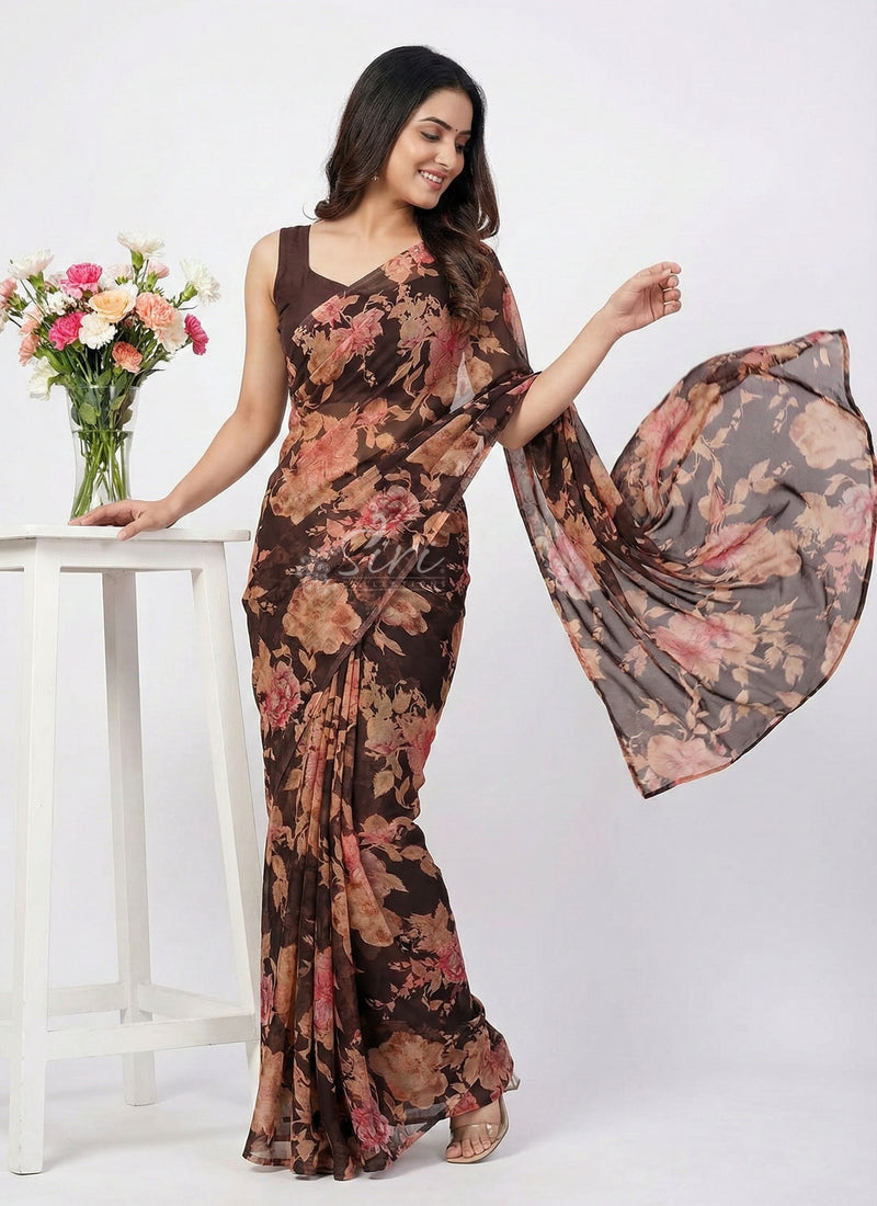 Latest Beautiful Printed Nara Chiffon Saree