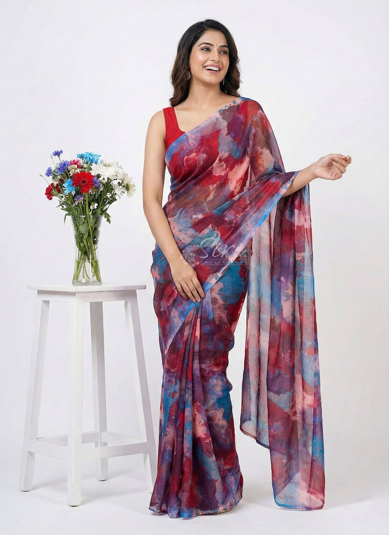 Latest Beautiful Printed Nara Chiffon Saree