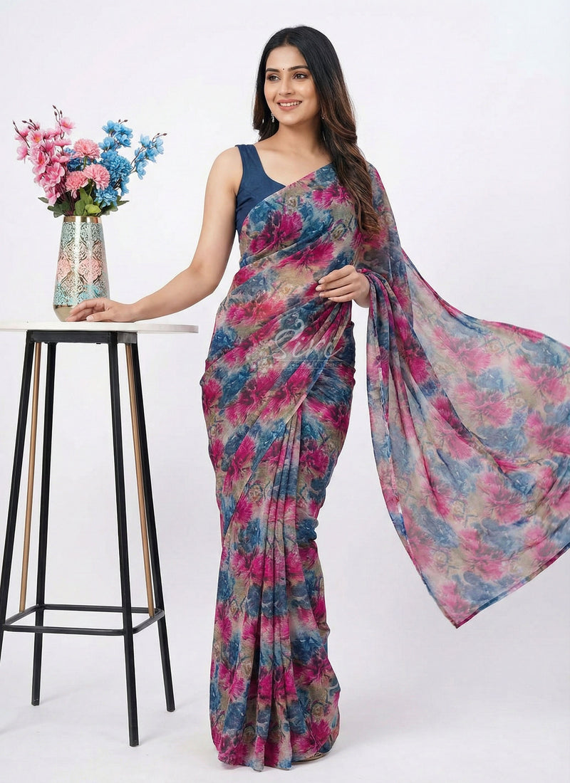 Latest Beautiful Printed Nara Chiffon Saree