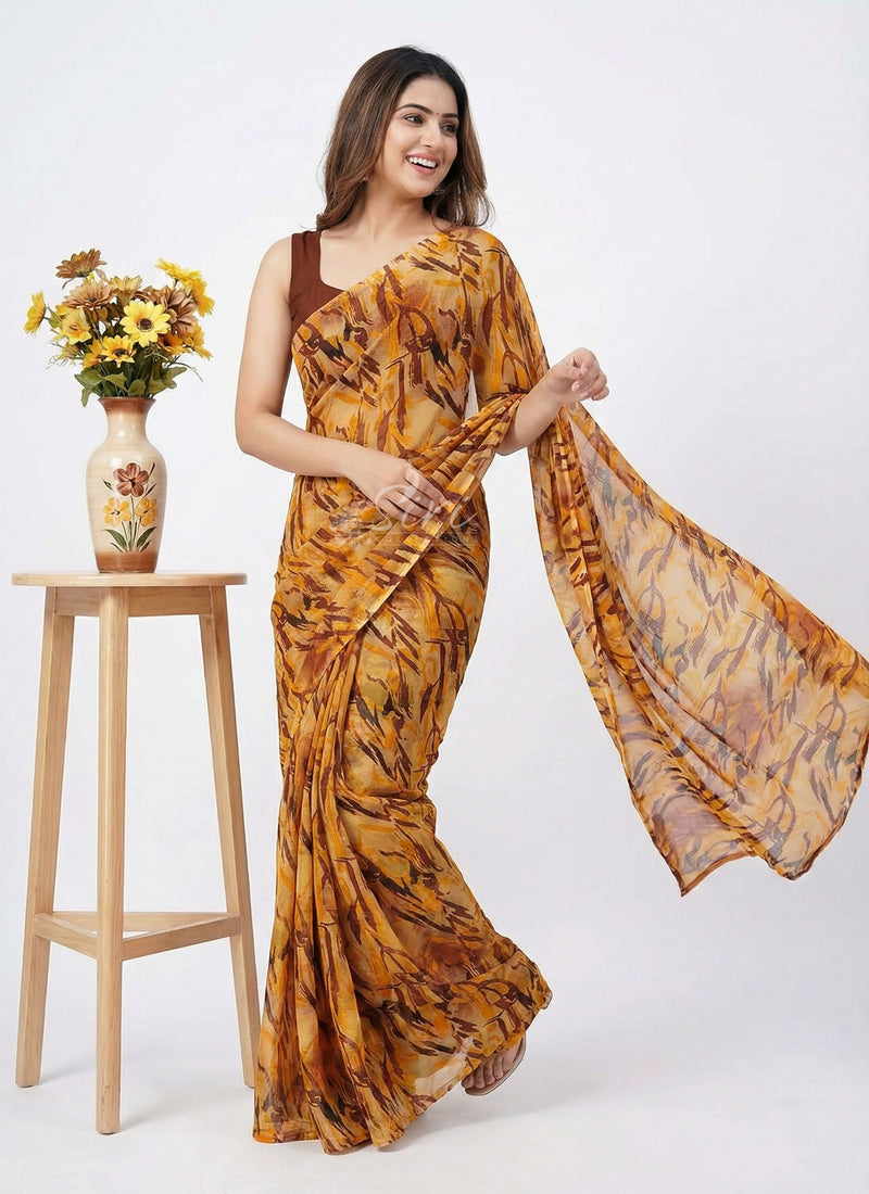 Latest Beautiful Printed Nara Chiffon Saree