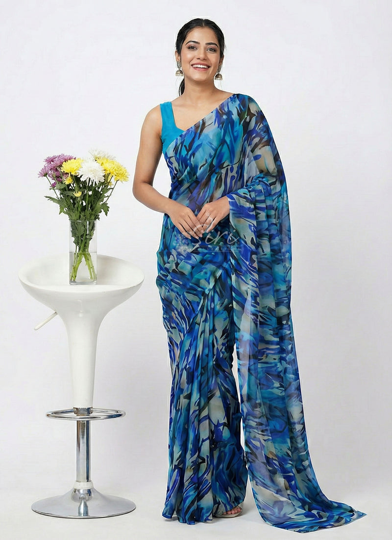 Latest Beautiful Printed Nara Chiffon Saree