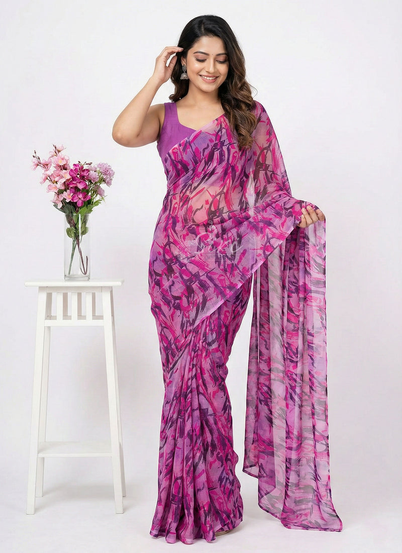 Latest Beautiful Printed Nara Chiffon Saree