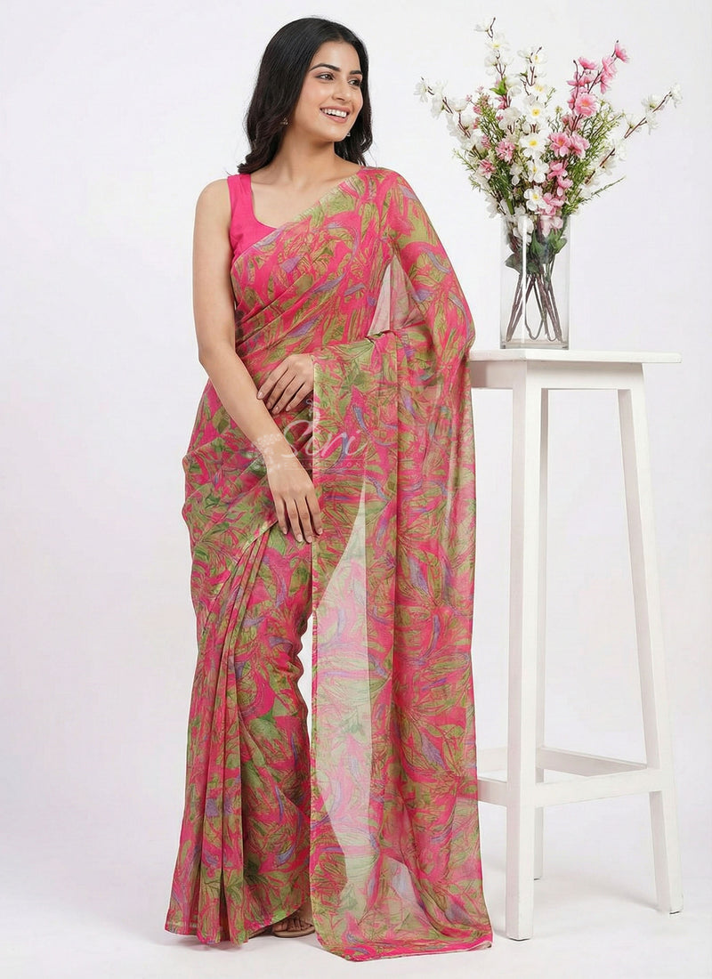Latest Beautiful Printed Nara Chiffon Saree