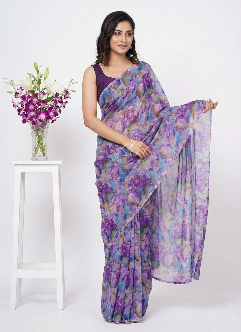 Latest Beautiful Printed Nara Chiffon Saree