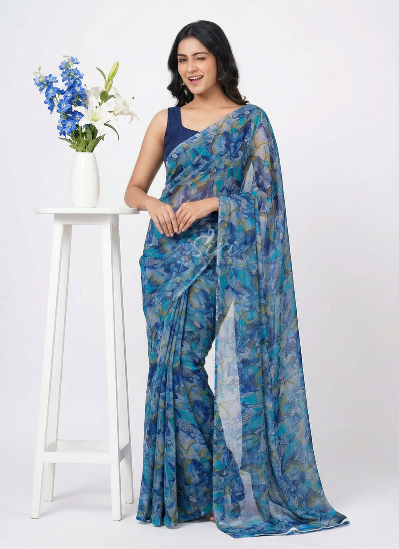 Latest Beautiful Printed Nara Chiffon Saree