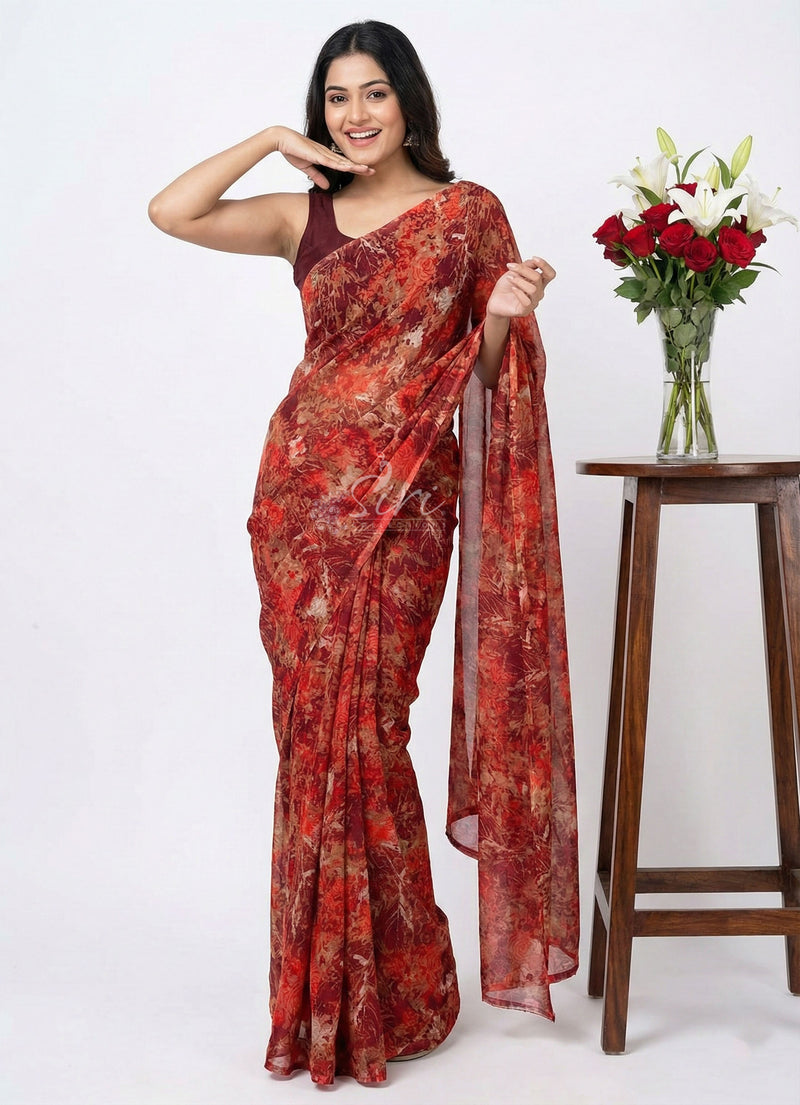 Latest Beautiful Printed Nara Chiffon Saree