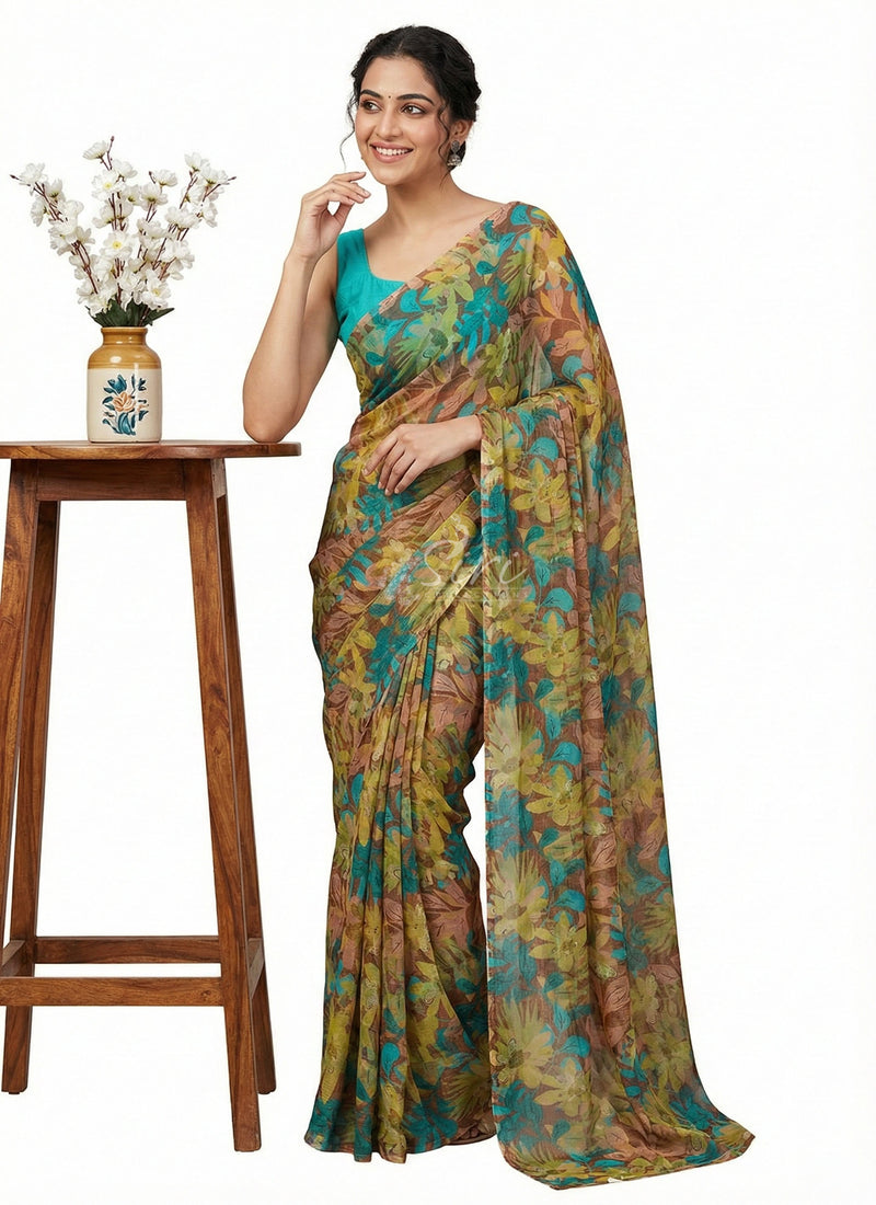 Latest Beautiful Printed Nara Chiffon Saree