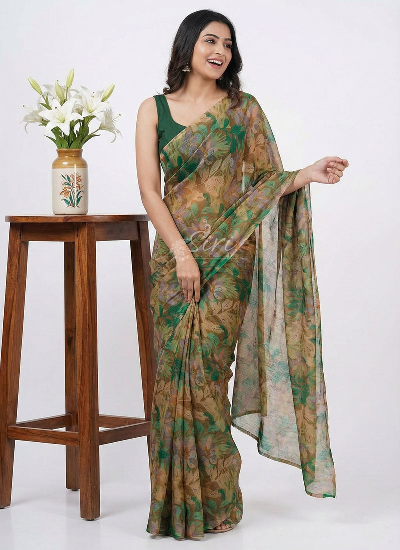 Latest Beautiful Printed Nara Chiffon Saree