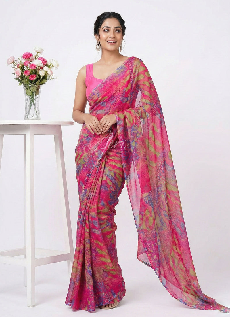 Latest Beautiful Printed Nara Chiffon Saree