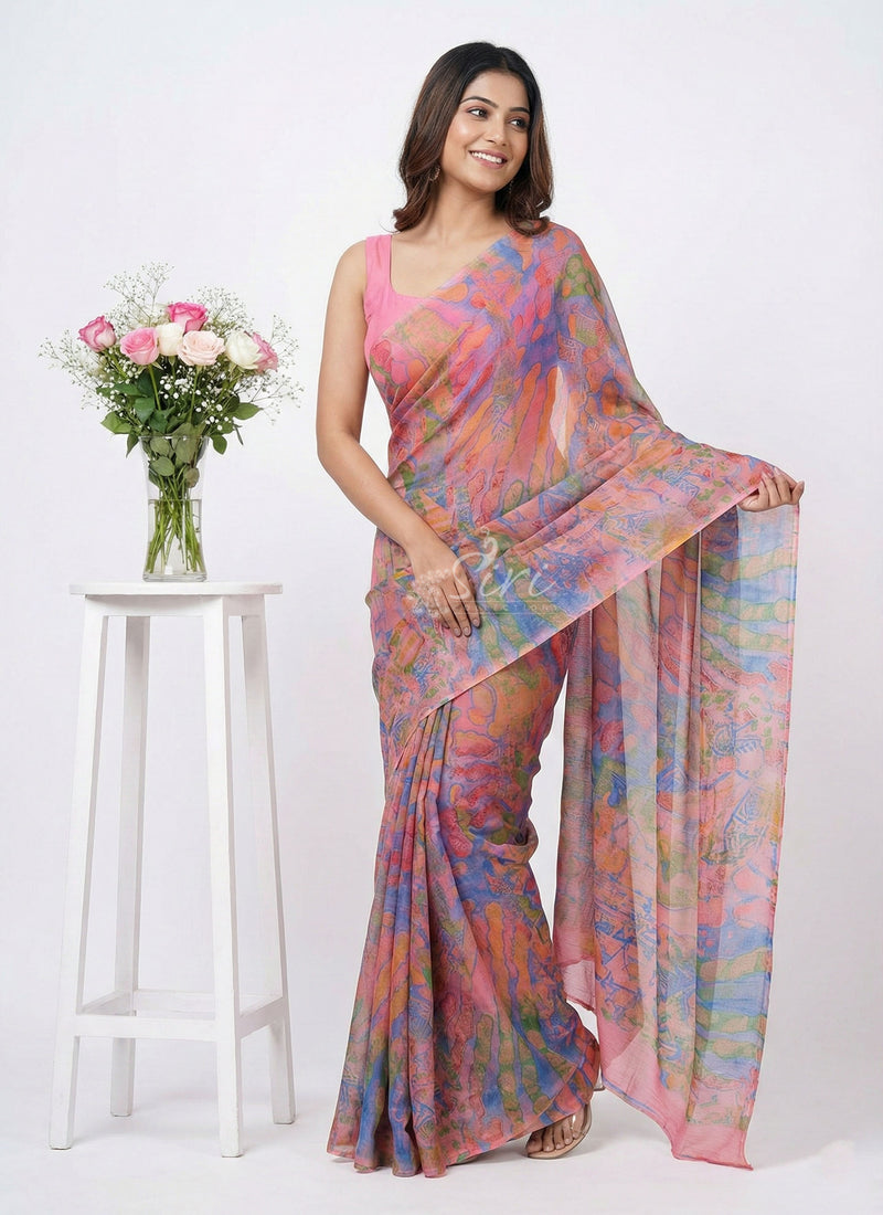 Latest Beautiful Printed Nara Chiffon Saree