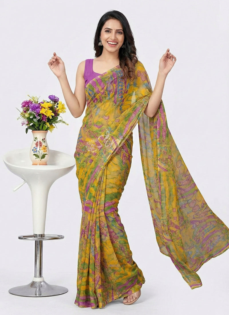 Latest Beautiful Printed Nara Chiffon Saree