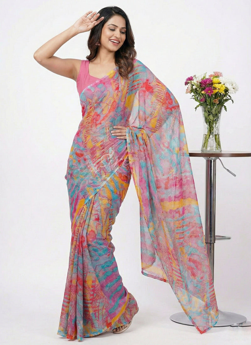 Latest Beautiful Printed Nara Chiffon Saree
