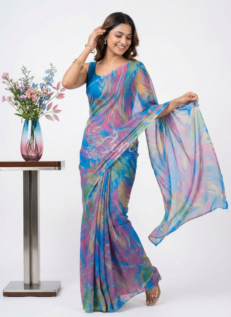 Latest Beautiful Printed Nara Chiffon Saree