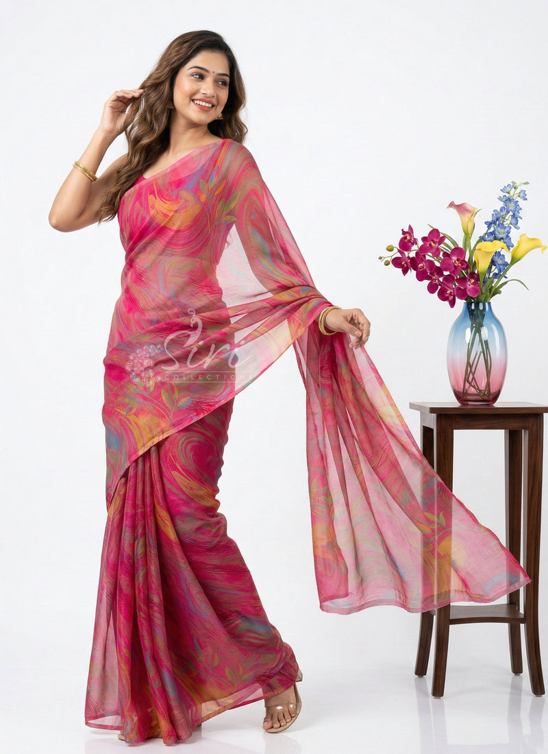 Latest Beautiful Printed Nara Chiffon Saree