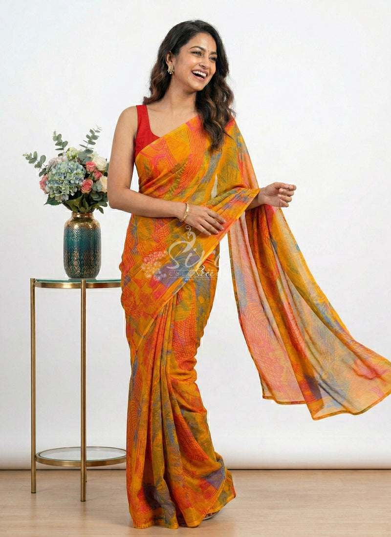 Latest Beautiful Printed Nara Chiffon Saree