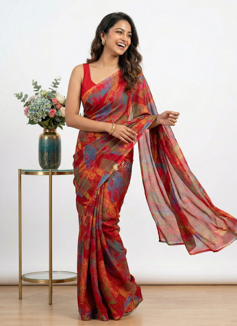 Latest Beautiful Printed Nara Chiffon Saree