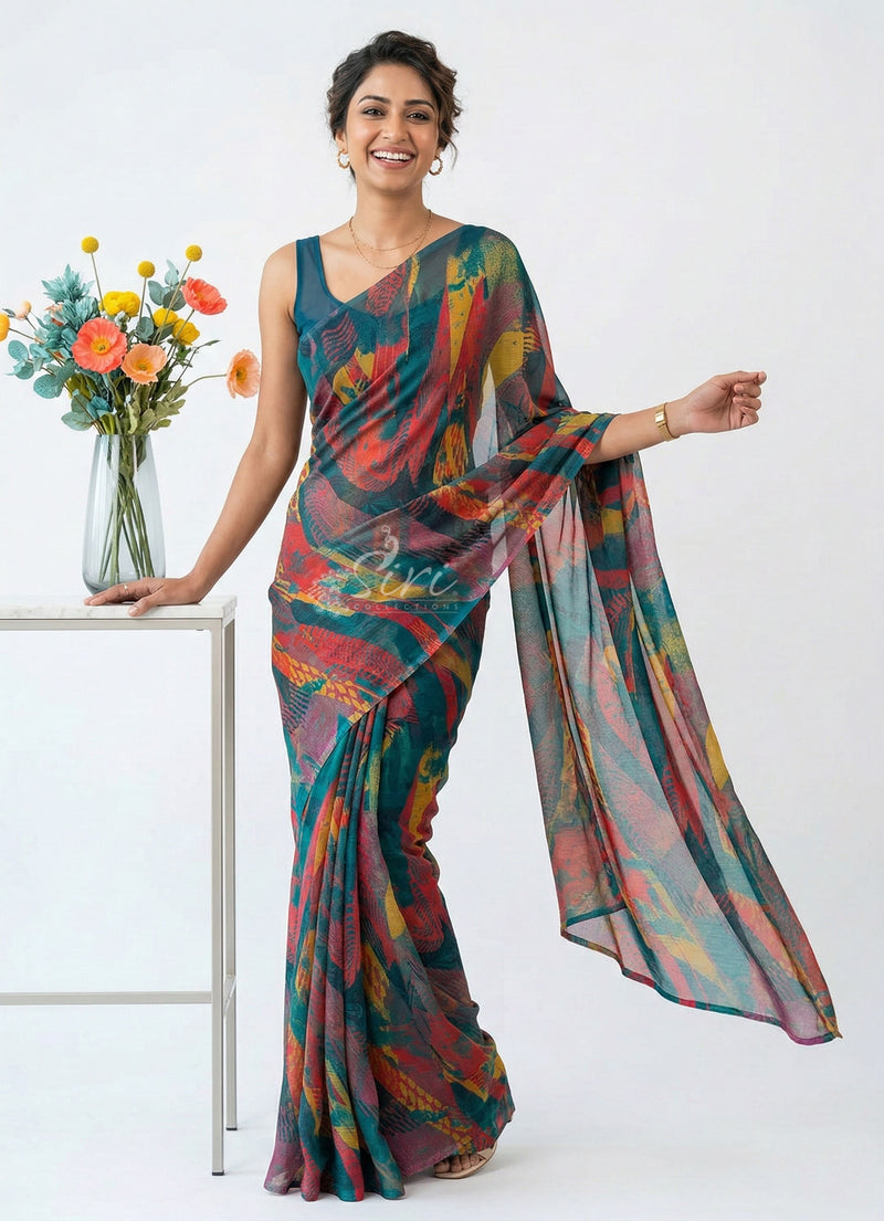 Latest Beautiful Printed Nara Chiffon Saree
