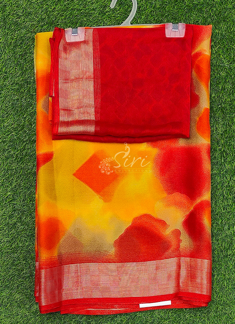 Latest Beautiful Multi Colour Printed Chiffon Saree