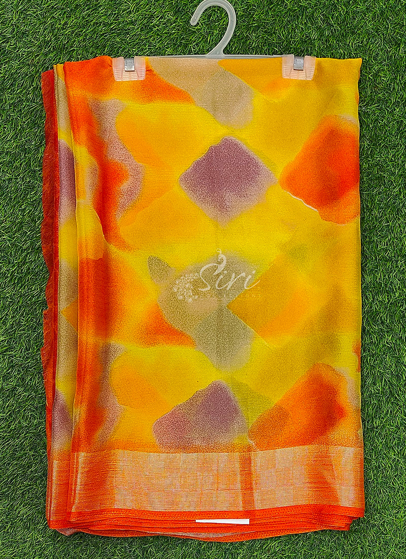 Latest Beautiful Multi Colour Printed Chiffon Saree