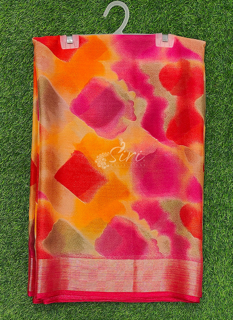 Latest Beautiful Multi Colour Printed Chiffon Saree