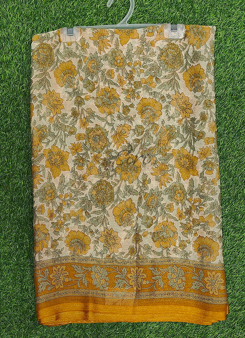 Latest Beautiful Printed Chiffon Saree with Blouse