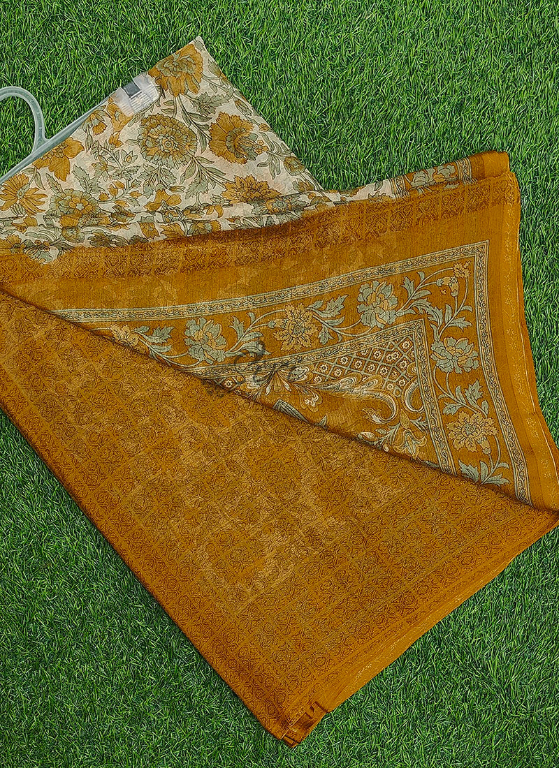 Latest Beautiful Printed Chiffon Saree with Blouse