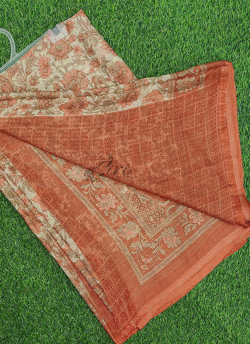 Latest Beautiful Printed Chiffon Saree with Blouse