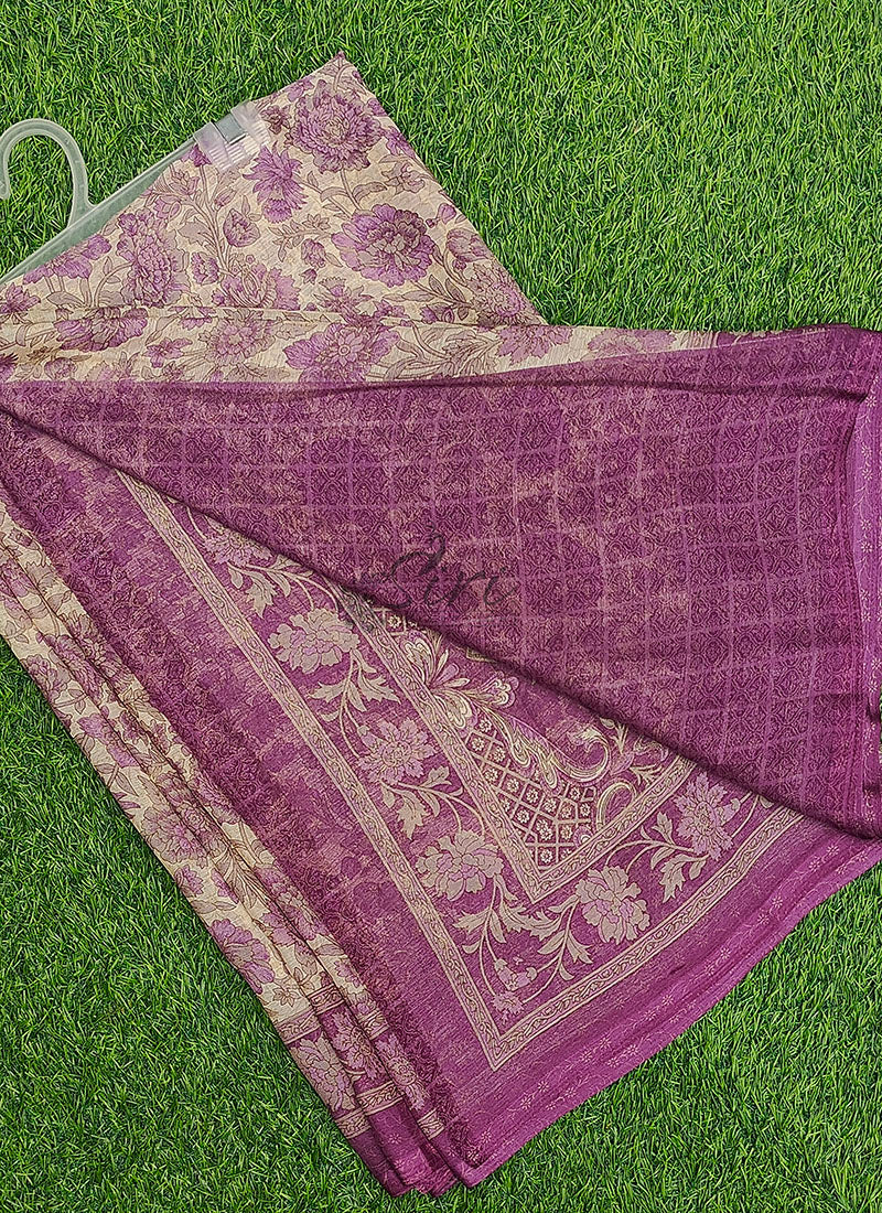 Latest Beautiful Printed Chiffon Saree with Blouse