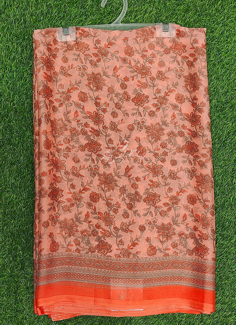 Latest Beautiful Printed Chiffon Saree with Blouse