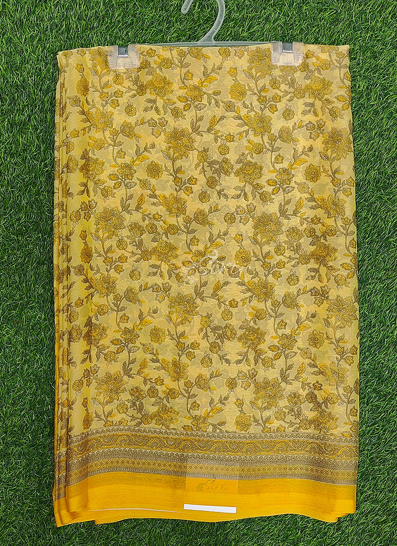 Latest Beautiful Printed Chiffon Saree with Blouse