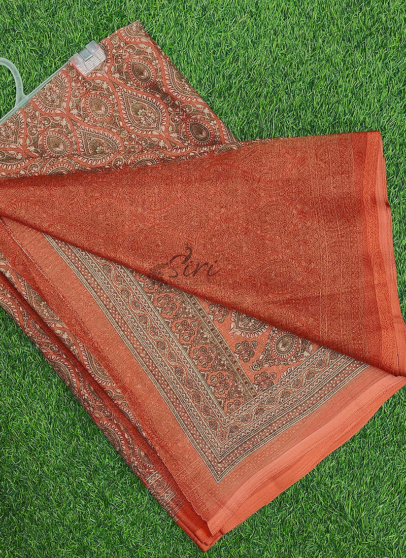 Latest Beautiful Printed Chiffon Saree with Blouse