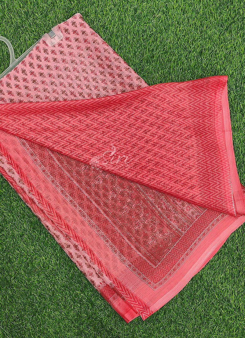 Latest Beautiful Printed Chiffon Saree with Blouse