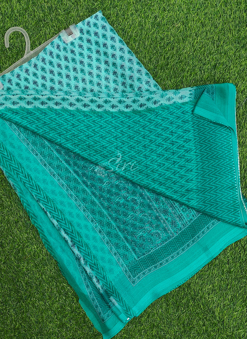Latest Beautiful Printed Chiffon Saree with Blouse