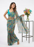 Latest Beautiful Printed Floral Nara Chiffon Saree